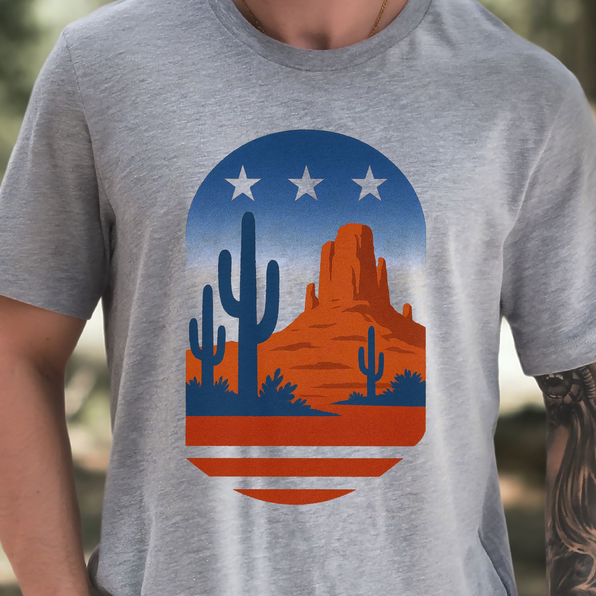 Sonoran Desert Cactus T-Shirt – Patriotic Arizona Landscape Tee