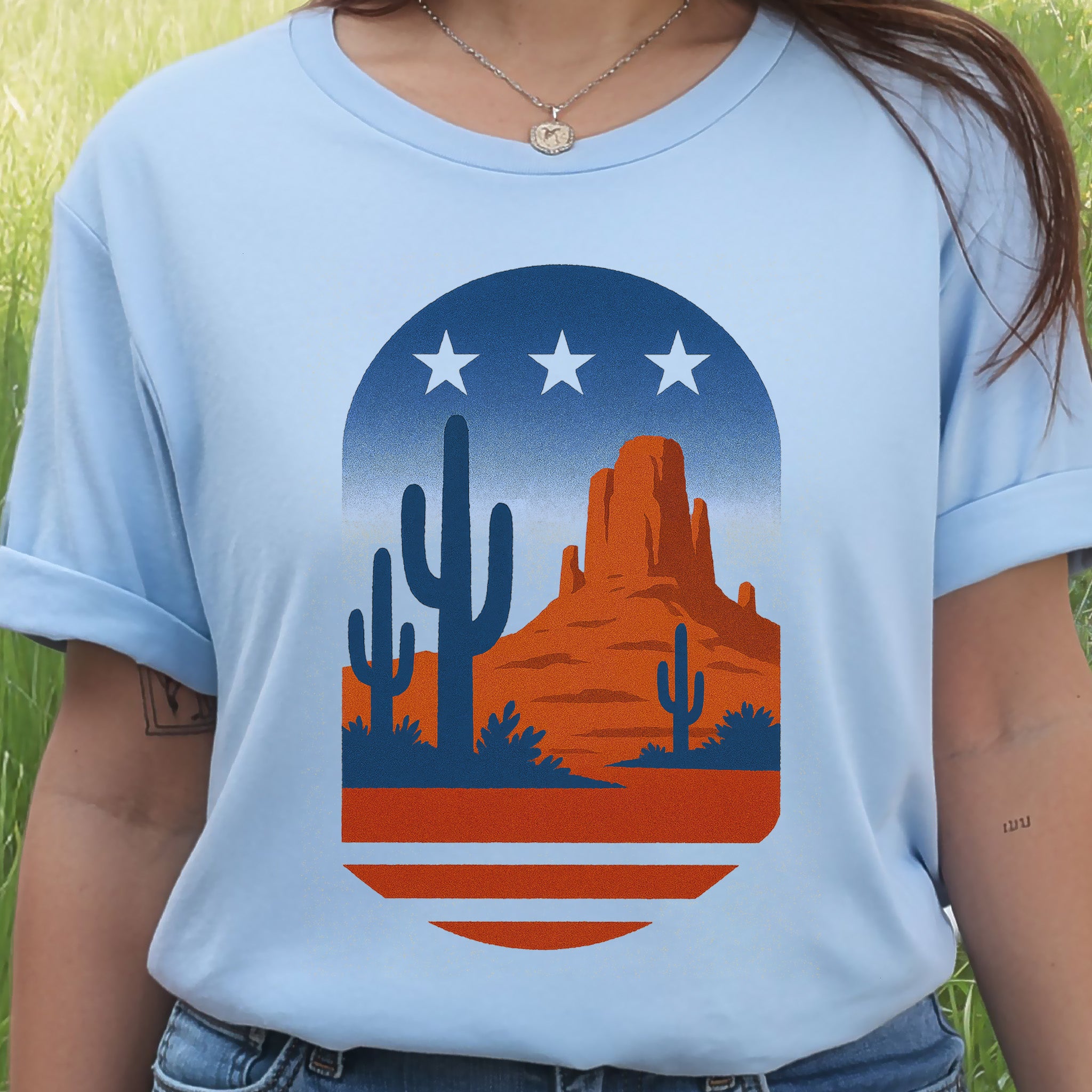 Sonoran Desert Cactus T-Shirt – Patriotic Arizona Landscape Tee
