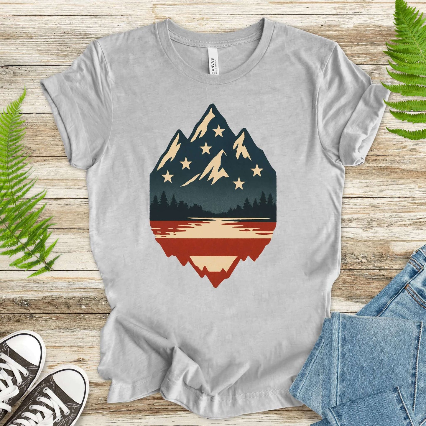 Patriotic Mountain Peaks T-Shirt – Colorado & Montana 4th of July Wilderness Tee