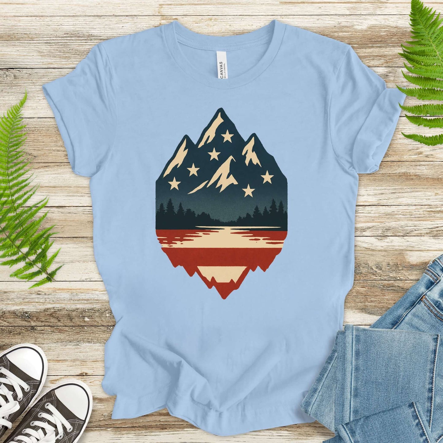 Patriotic Mountain Peaks T-Shirt – Colorado & Montana 4th of July Wilderness Tee