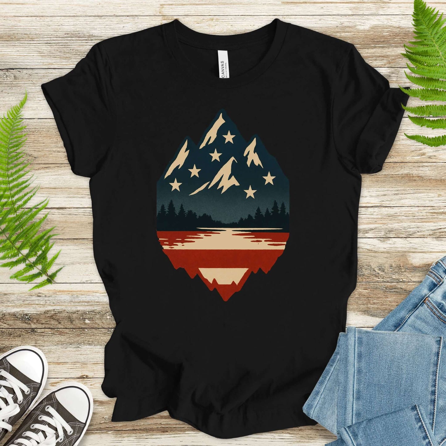 Patriotic Mountain Peaks T-Shirt – Colorado & Montana 4th of July Wilderness Tee