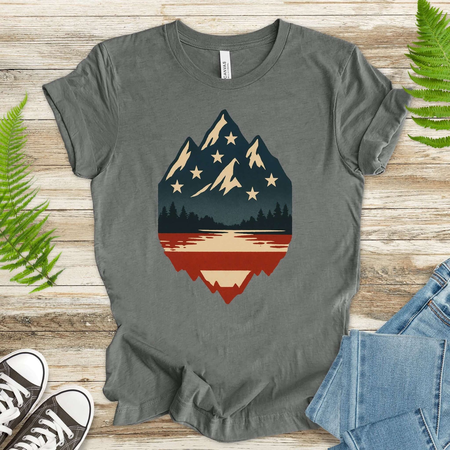 Patriotic Mountain Peaks T-Shirt – Colorado & Montana 4th of July Wilderness Tee