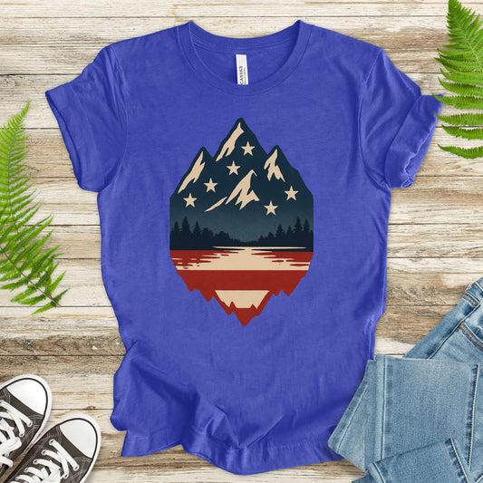 Patriotic Mountain Peaks T-Shirt – Colorado & Montana 4th of July Wilderness Tee