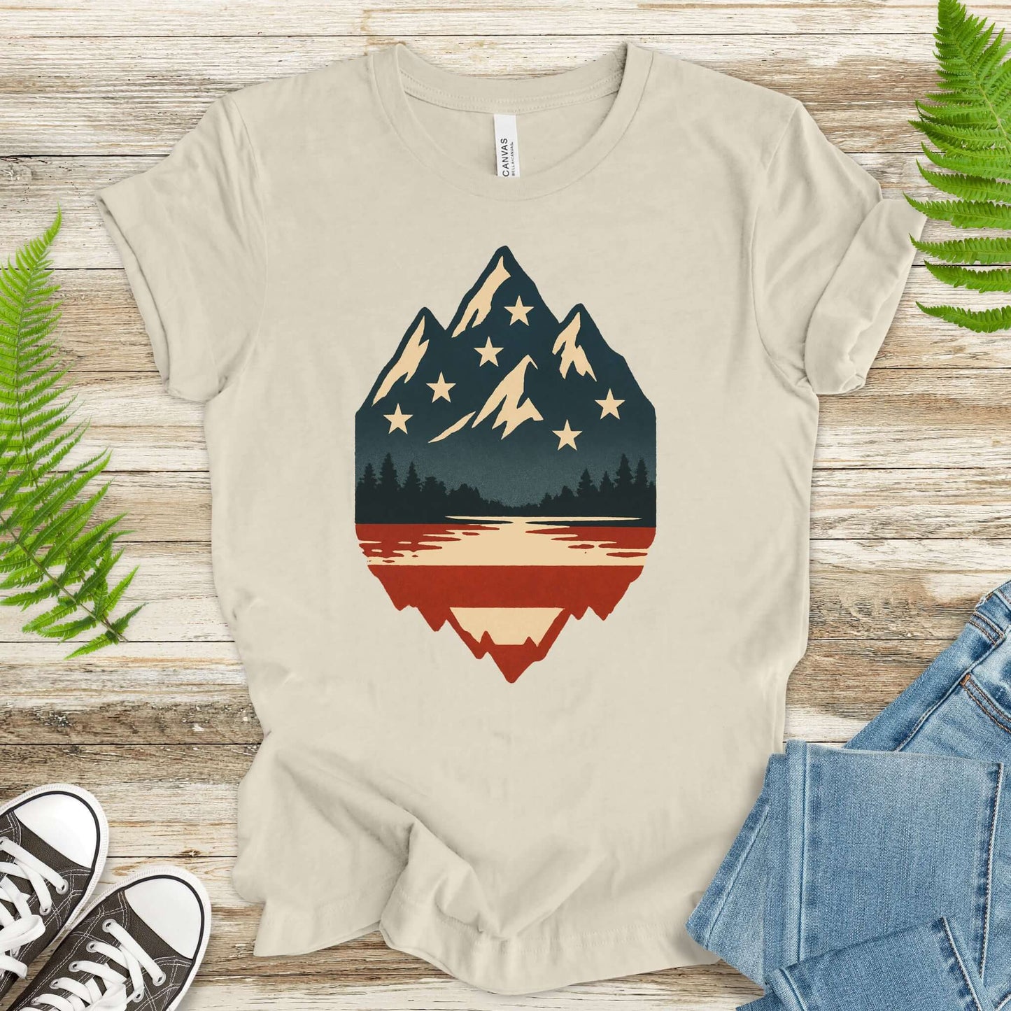 Patriotic Mountain Peaks T-Shirt – Colorado & Montana 4th of July Wilderness Tee