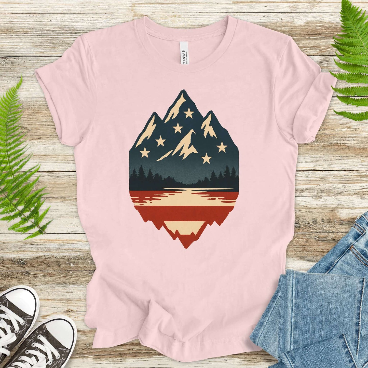 Patriotic Mountain Peaks T-Shirt – Colorado & Montana 4th of July Wilderness Tee