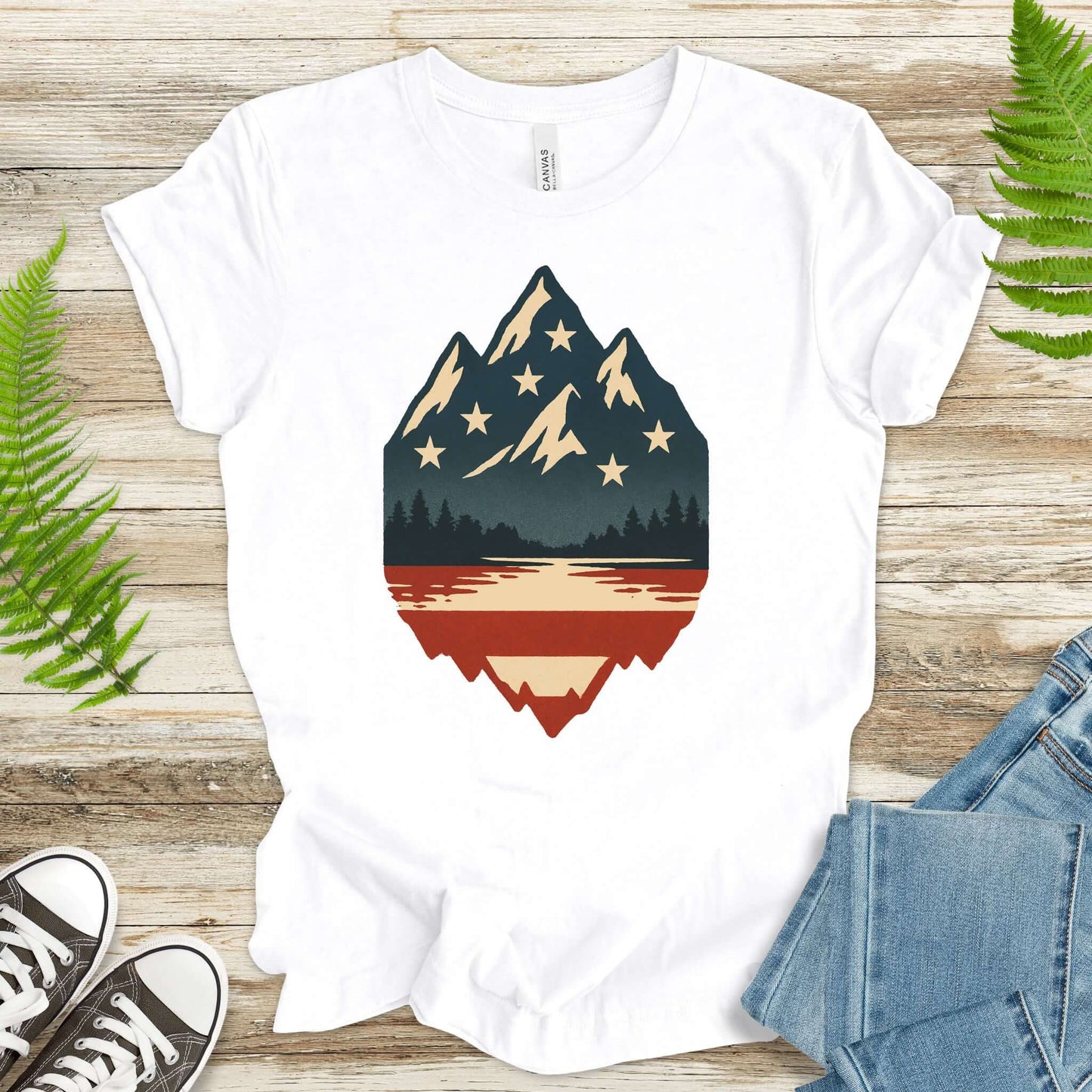 Patriotic Mountain Peaks T-Shirt – Colorado & Montana 4th of July Wilderness Tee