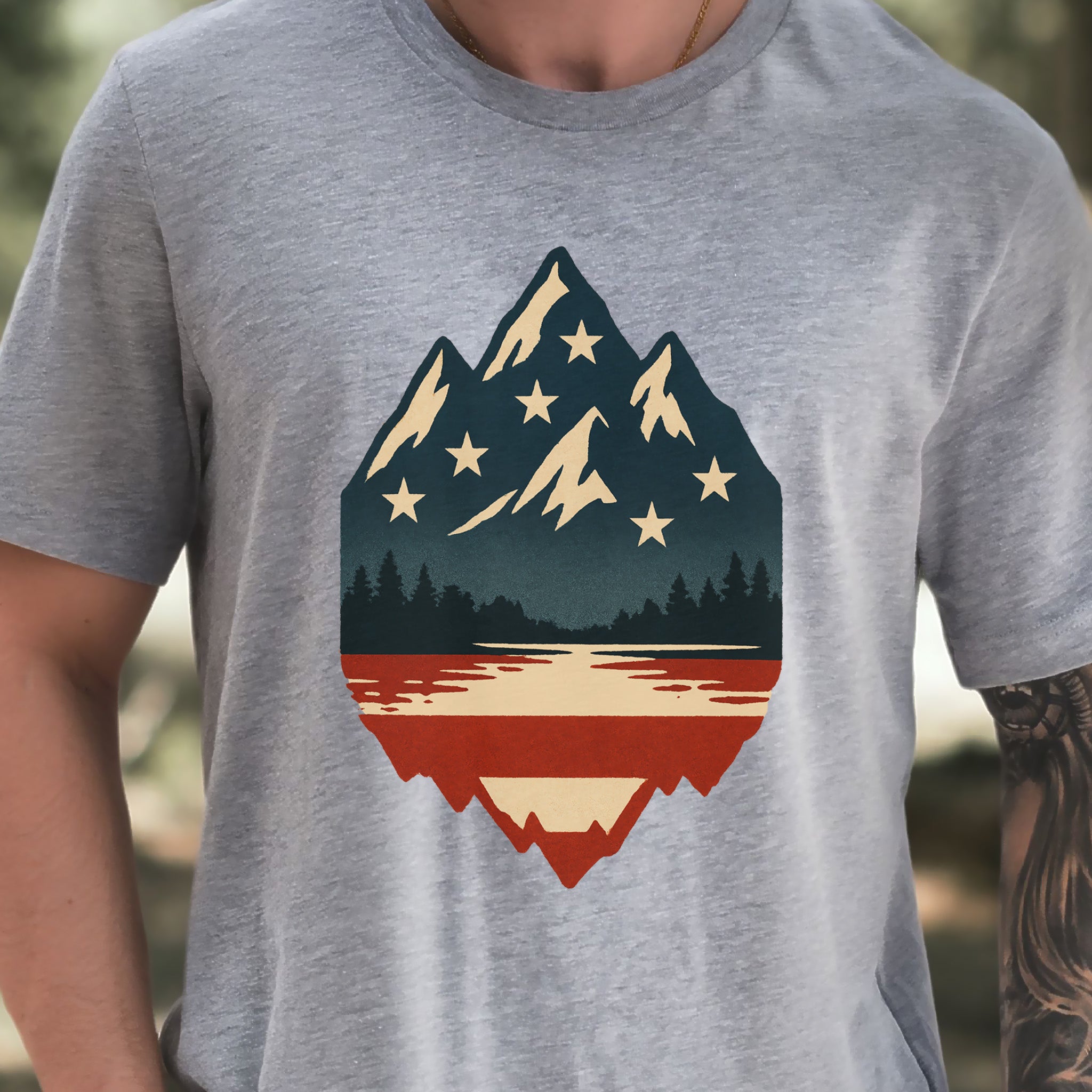 Patriotic Mountain Peaks T-Shirt – Colorado & Montana 4th of July Wilderness Tee