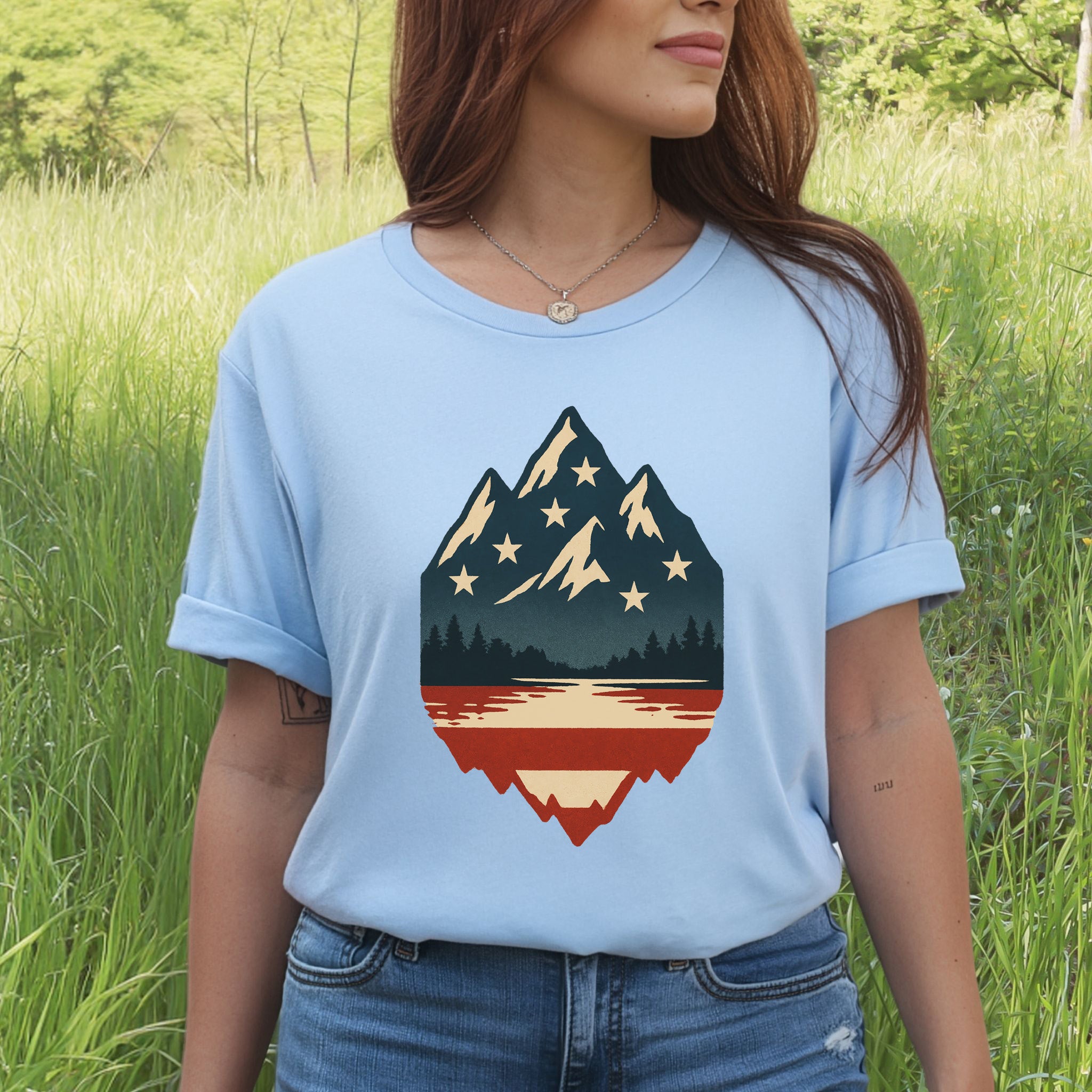Patriotic Mountain Peaks T-Shirt – Colorado & Montana 4th of July Wilderness Tee
