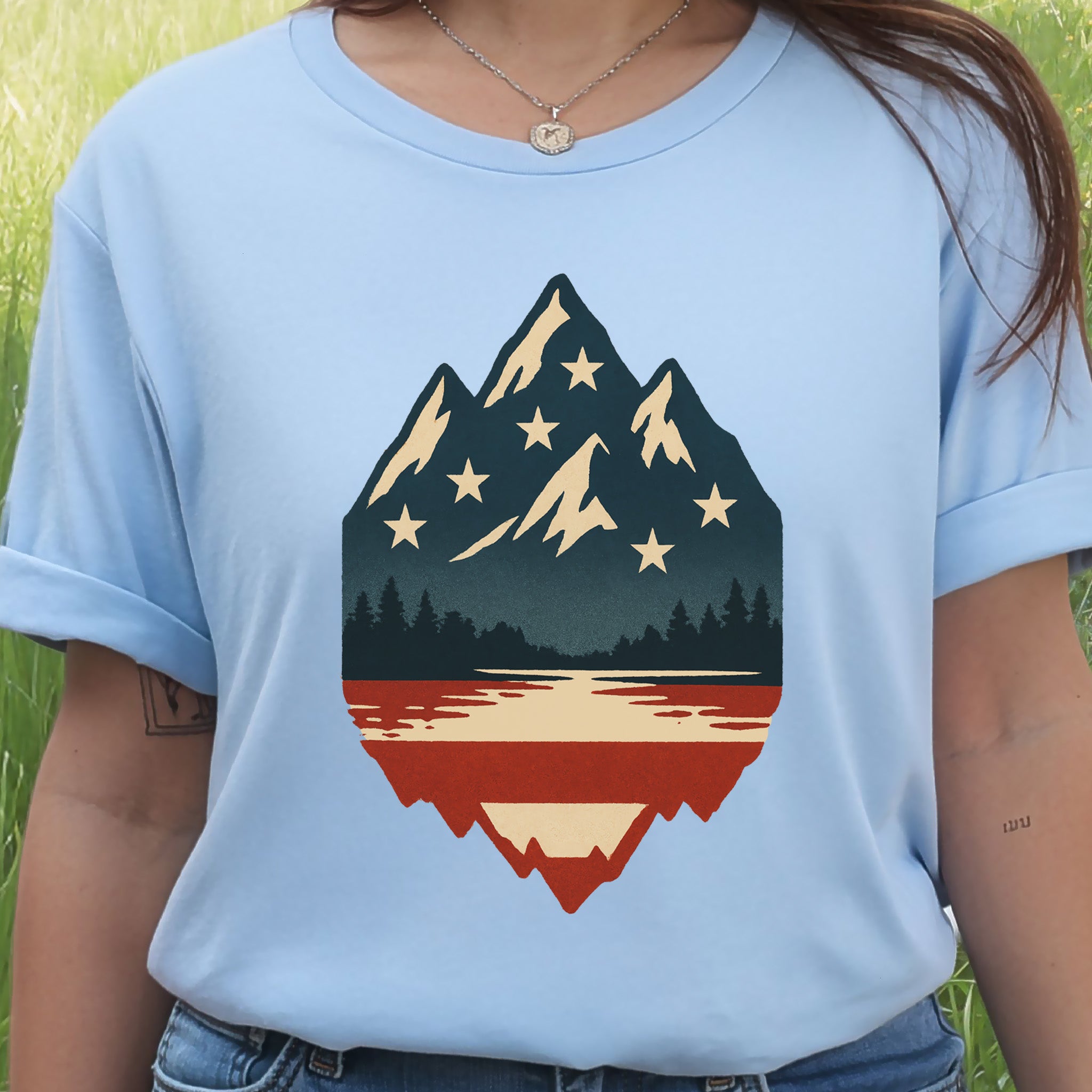 Patriotic Mountain Peaks T-Shirt – Colorado & Montana 4th of July Wilderness Tee
