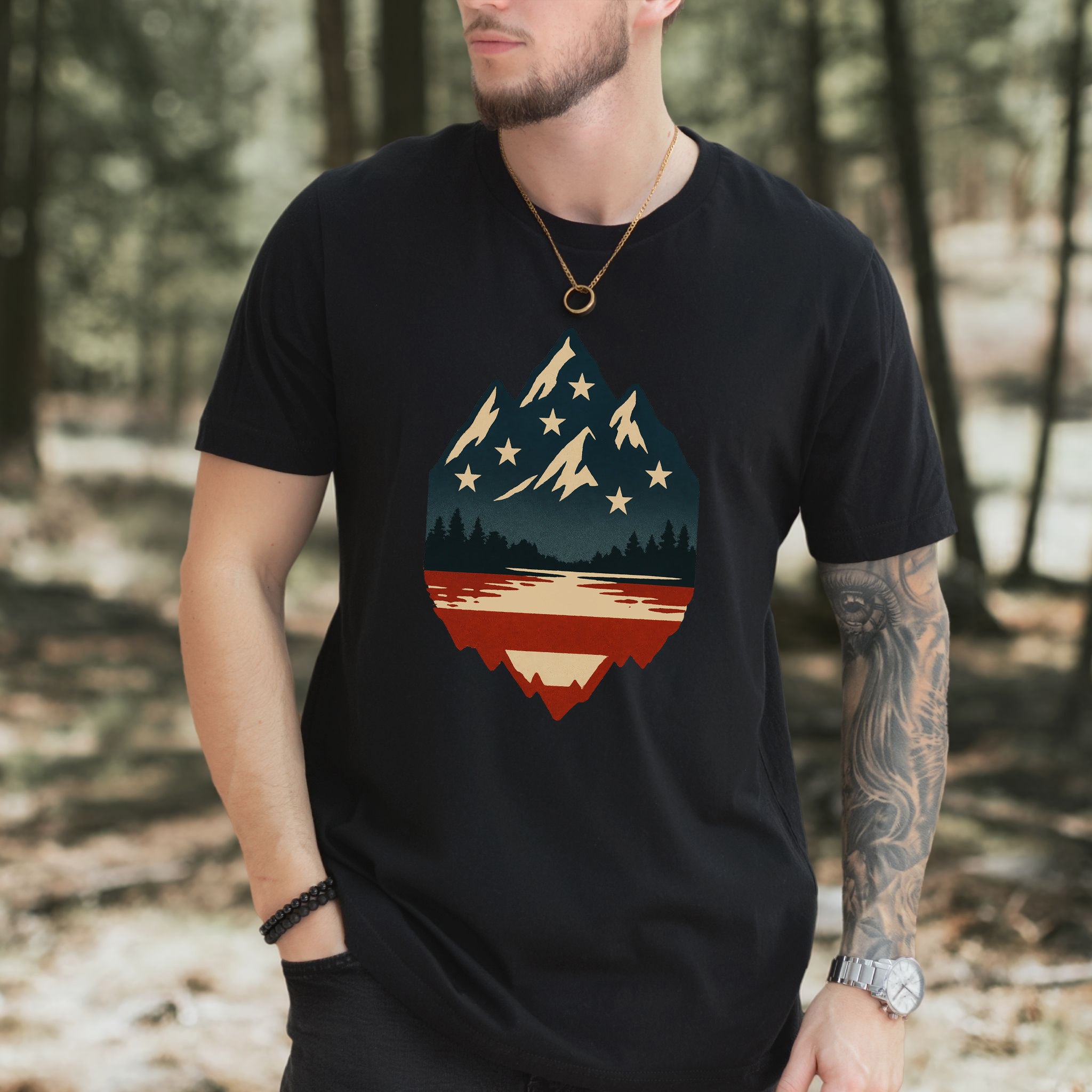 Patriotic Mountain Peaks T-Shirt – Colorado & Montana 4th of July Wilderness Tee