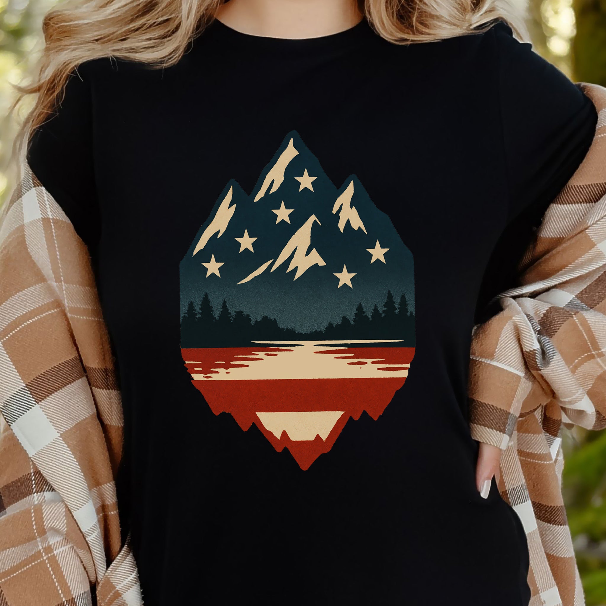 Patriotic Mountain Peaks T-Shirt – Colorado & Montana 4th of July Wilderness Tee