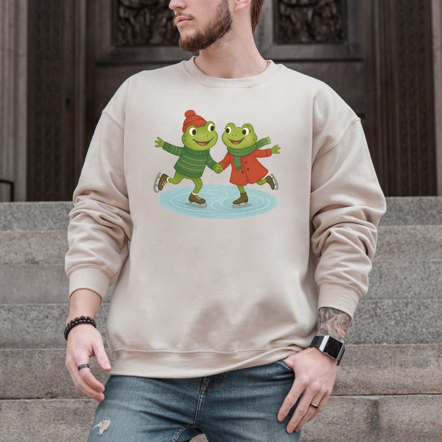 Frogs on Ice Sweatshirt – Cute Winter Skating Frog Gift