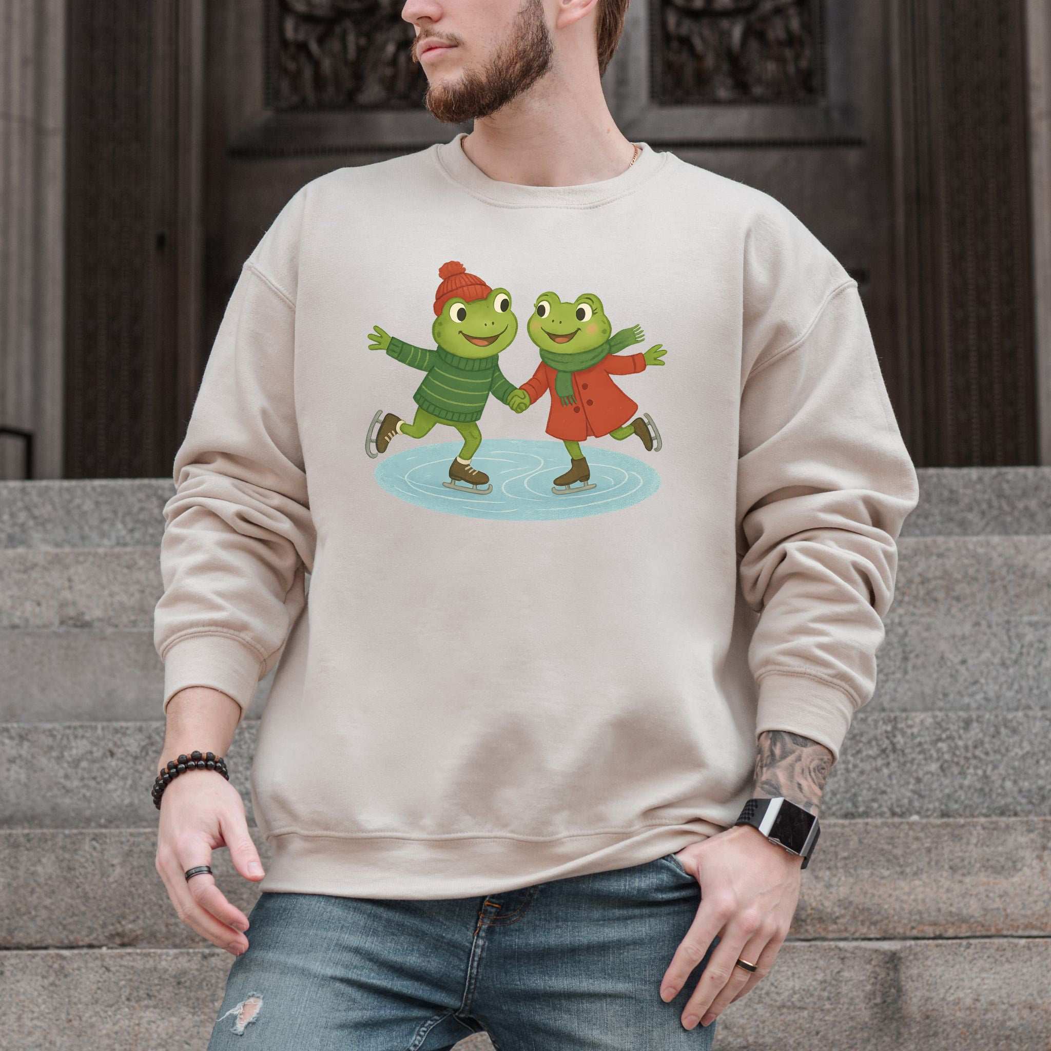 Frogs on Ice Sweatshirt – Cute Winter Skating Frog Gift