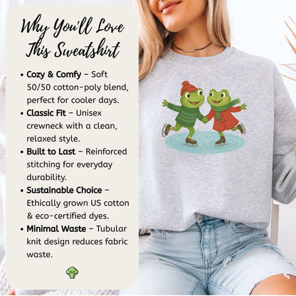 Frogs on Ice Sweatshirt – Cute Winter Skating Frog Gift