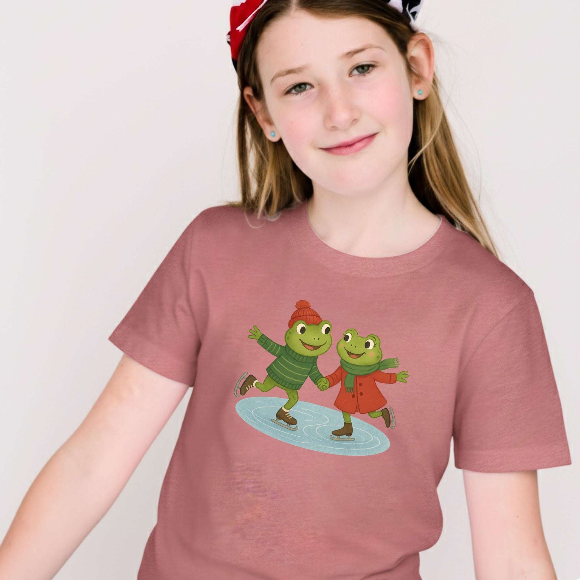 Skating Froggies Youth T-Shirt – Cute Frog Winter Ice Vibes