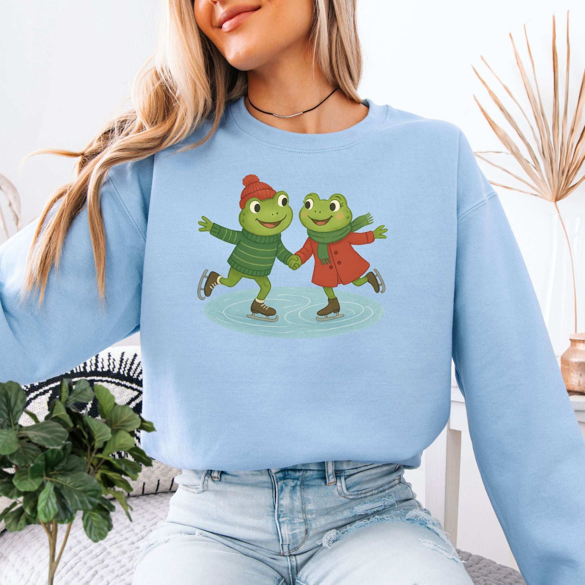 Frogs on Ice Sweatshirt – Cute Winter Skating Frog Gift