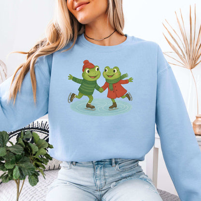 Frogs on Ice Sweatshirt – Cute Winter Skating Frog Gift
