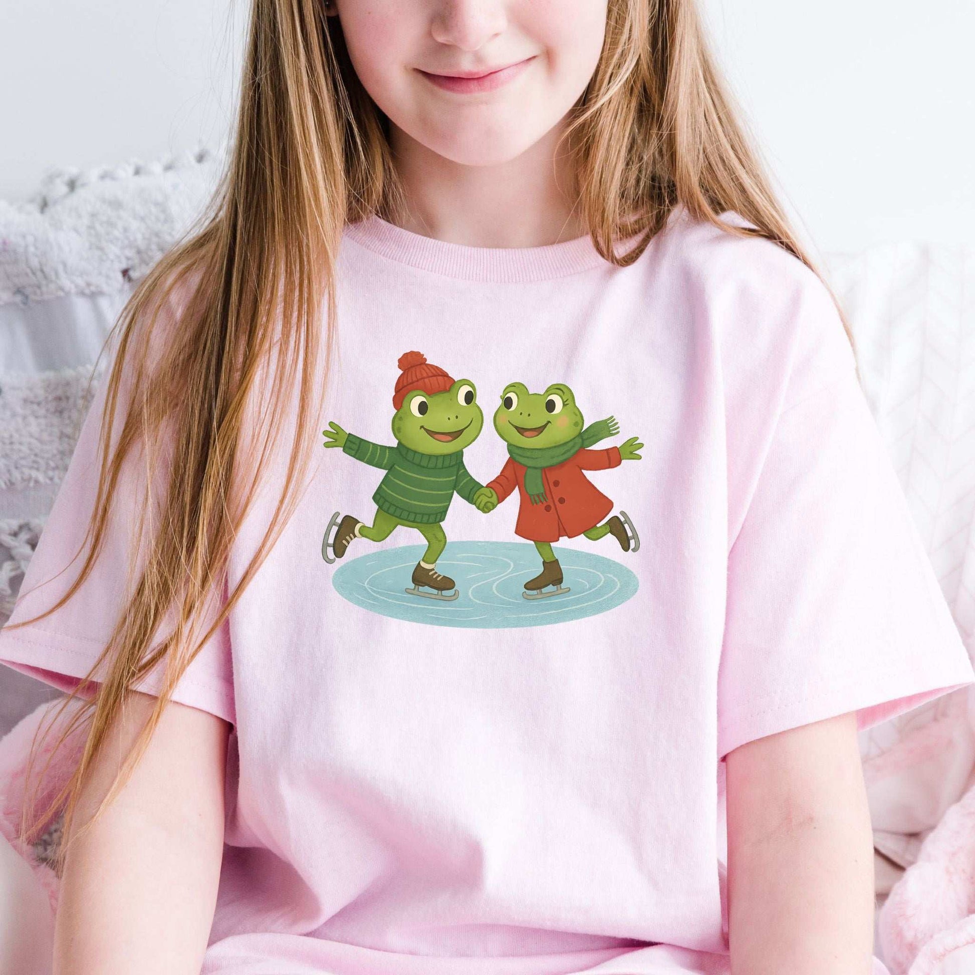 Skating Froggies Youth T-Shirt – Cute Frog Winter Ice Vibes