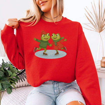 Frogs on Ice Sweatshirt – Cute Winter Skating Frog Gift