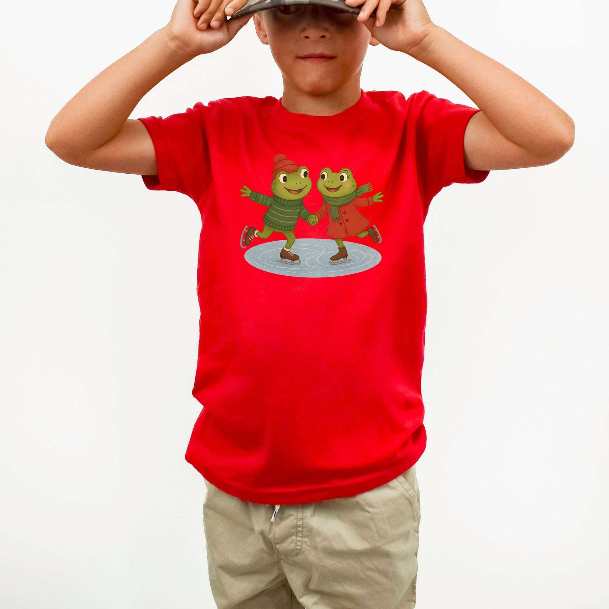 Skating Froggies Youth T-Shirt – Cute Frog Winter Ice Vibes