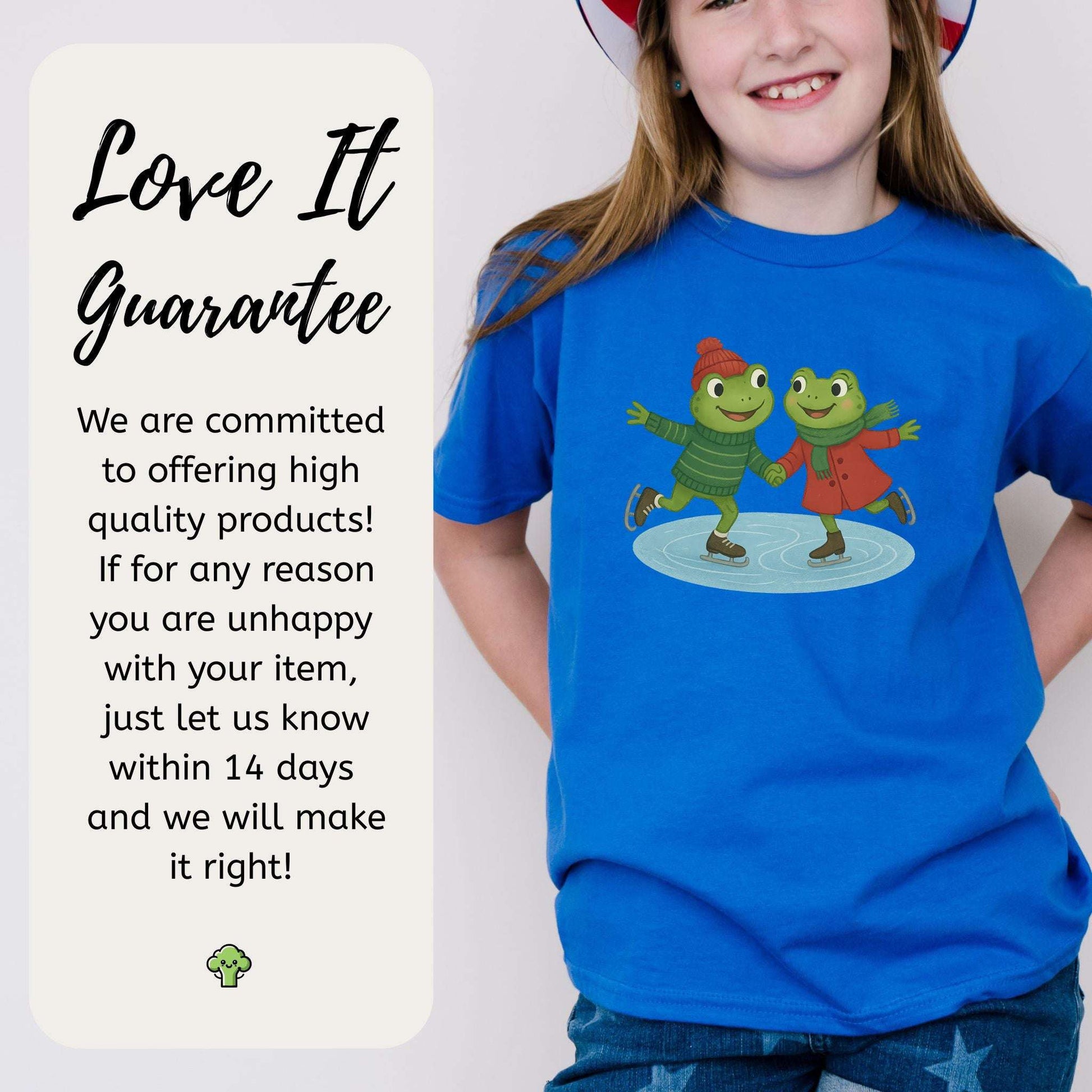Skating Froggies Youth T-Shirt – Cute Frog Winter Ice Vibes