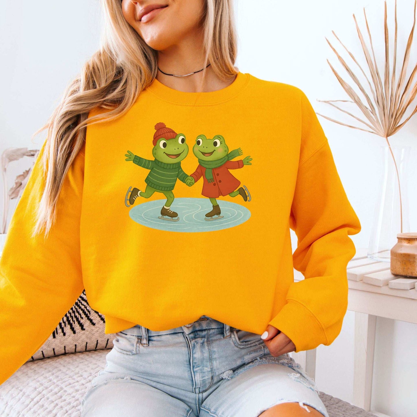 Frogs on Ice Sweatshirt – Cute Winter Skating Frog Gift