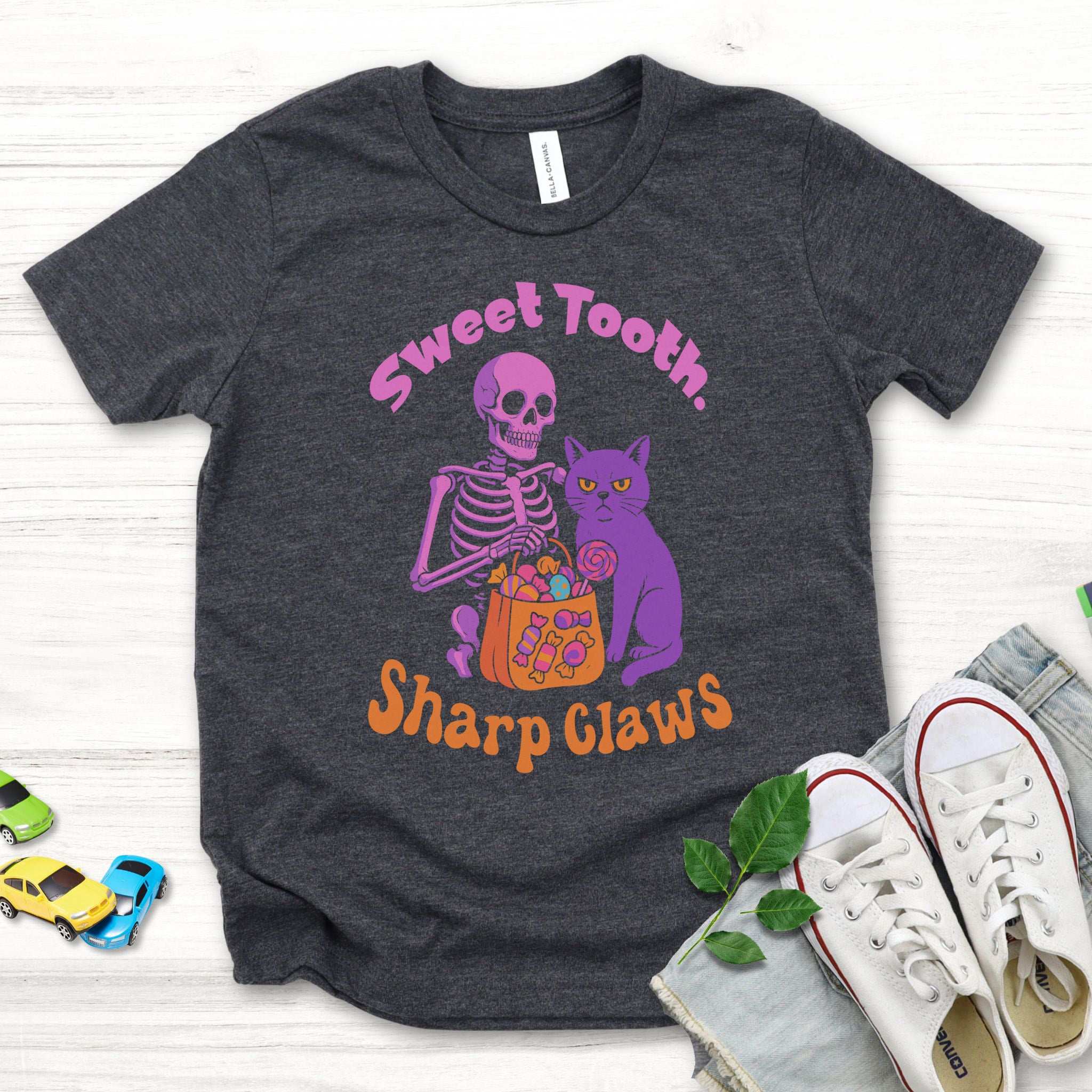 Skeleton & Grumpy Cat Youth T-Shirt – Sweet Tooth, Sharp Claws