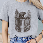 Bear Crossing Waterfall T-Shirt – Vintage Wilderness Sketch Tee