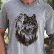 Wolf Mountain Forest T-Shirt – Vintage Alpha Nature Adventure Tee