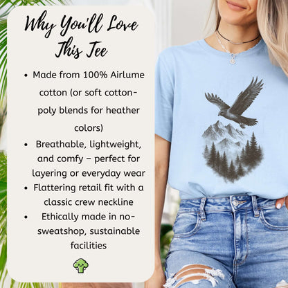 Eagle Over Mountains T-Shirt – Vintage Wilderness Spirit Animal Sketch
