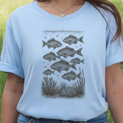 Vintage Fish & Coral Reef T-Shirt – Ocean Life Sketch for Sea Lovers