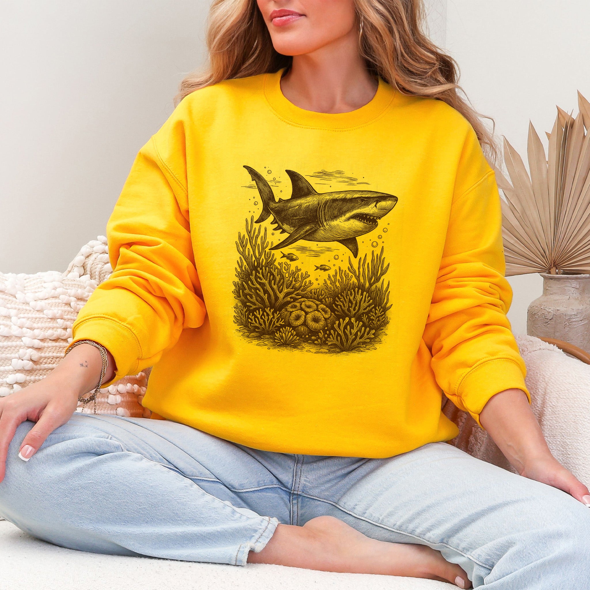 Shark and Coral Reef Sweatshirt – Bold Ocean Wildlife & Shark Lover Sweatshirt