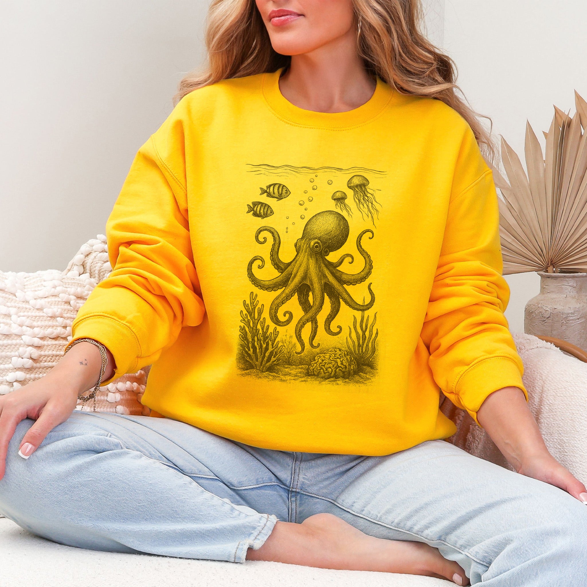 Octopus & Coral Reef Sweatshirt – Artistic Ocean Life Gift for Sea Lovers