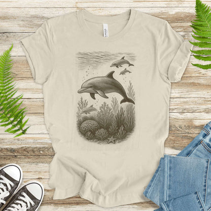Dolphins and Coral Reef Sketch T-Shirt – Ocean Spirit Animal Tee
