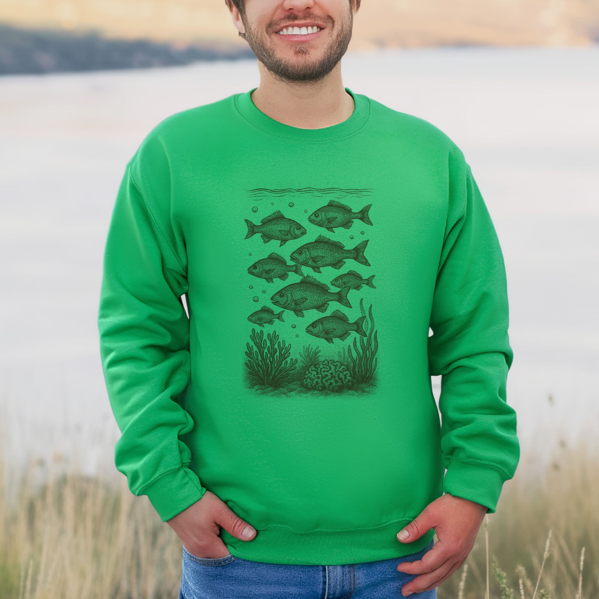 Fish Sweatshirt Respect the Locals Retro –  Ocean Life Gift