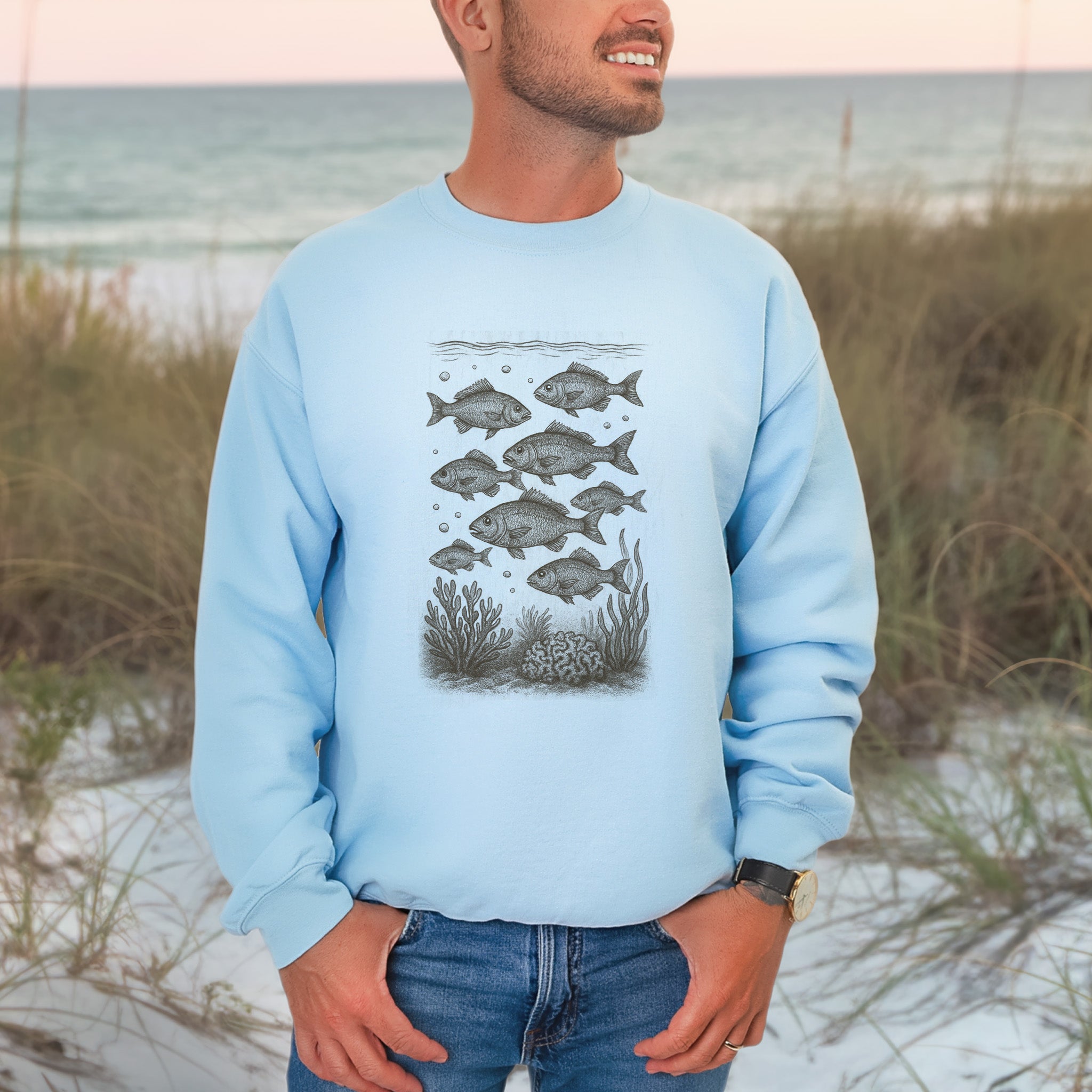 Fish Sweatshirt Respect the Locals Retro –  Ocean Life Gift
