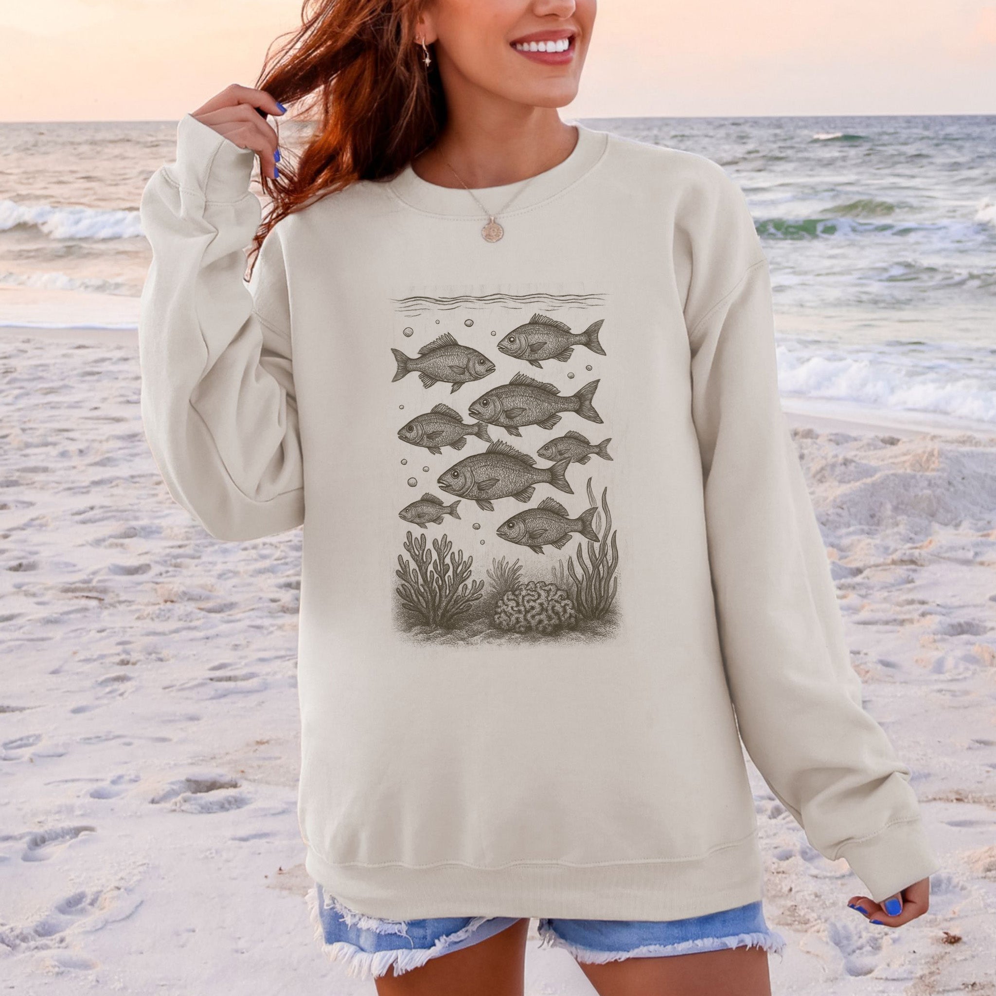 Fish Sweatshirt Respect the Locals Retro –  Ocean Life Gift
