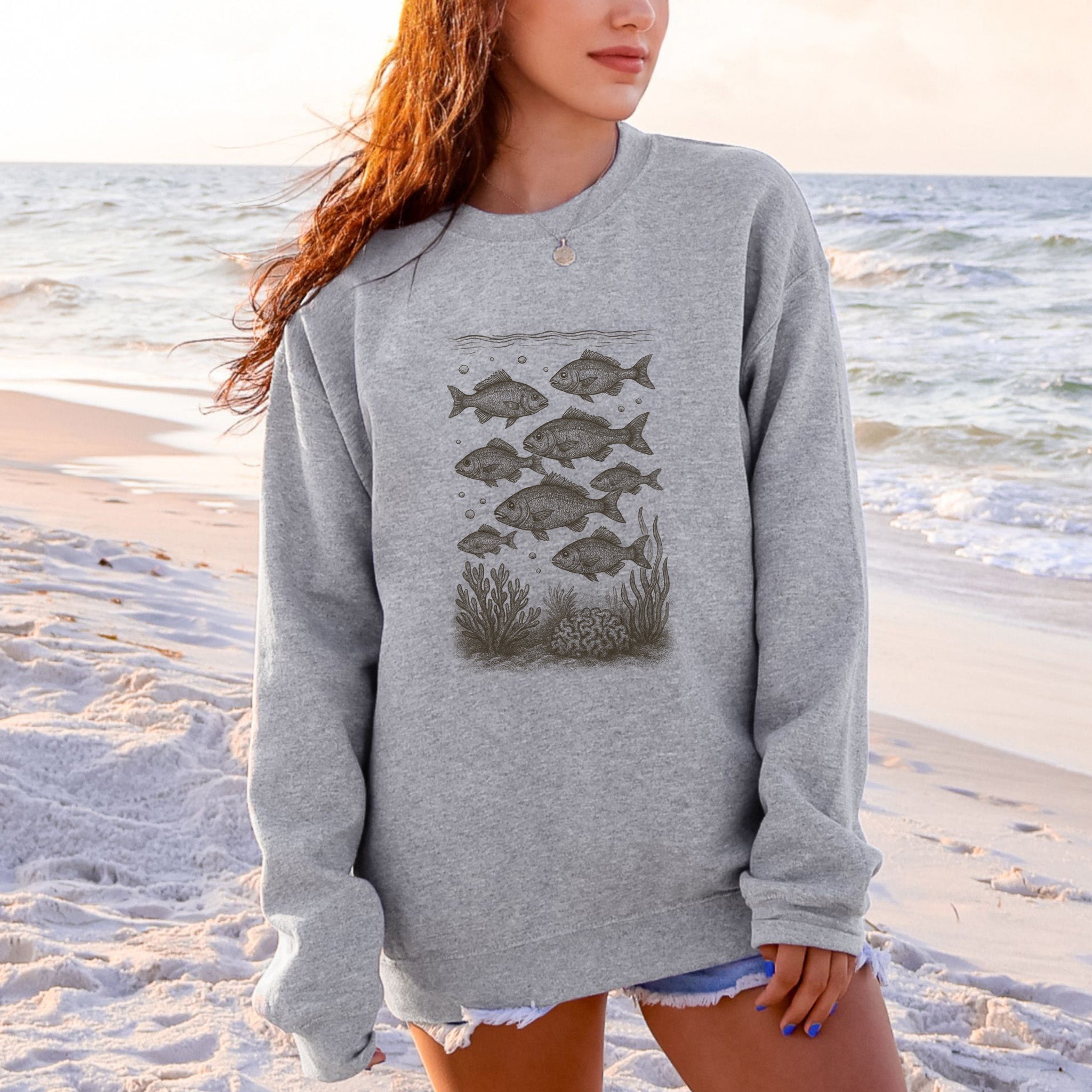 Fish Sweatshirt Respect the Locals Retro –  Ocean Life Gift