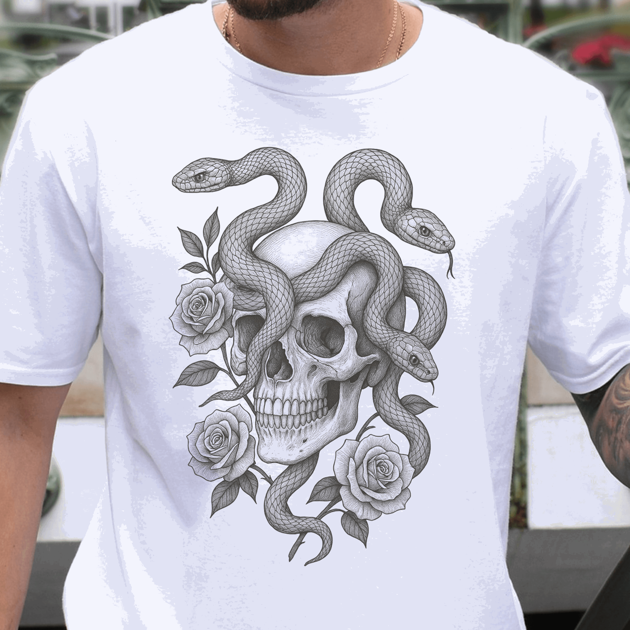 Snake and Skull T-Shirt – Spirit Animal of Transformation and Rebirth