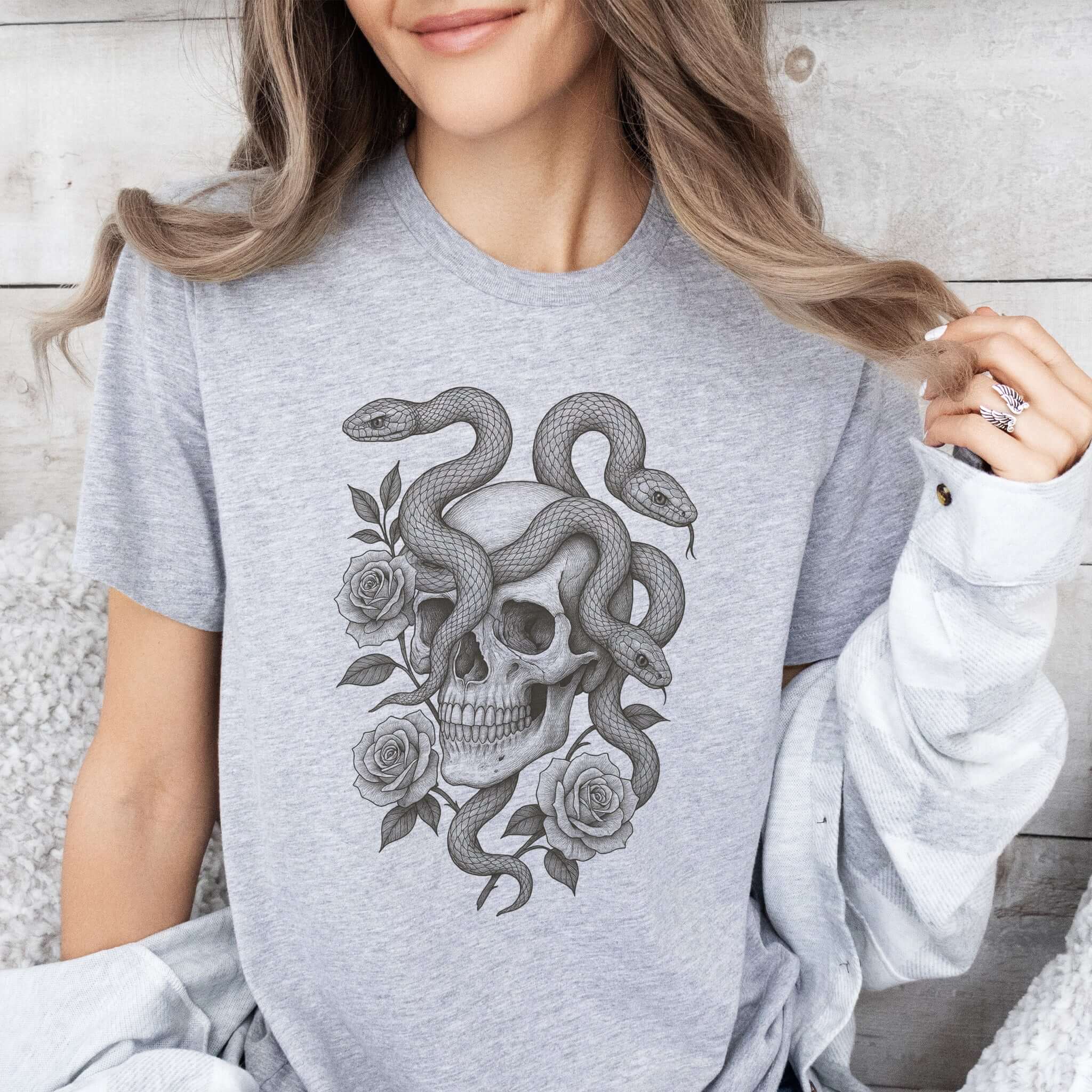 Snake and Skull T-Shirt – Spirit Animal of Transformation and Rebirth