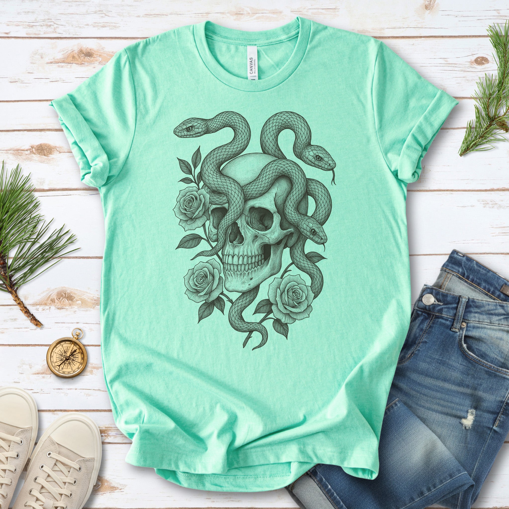 Snake and Skull T-Shirt – Spirit Animal of Transformation and Rebirth