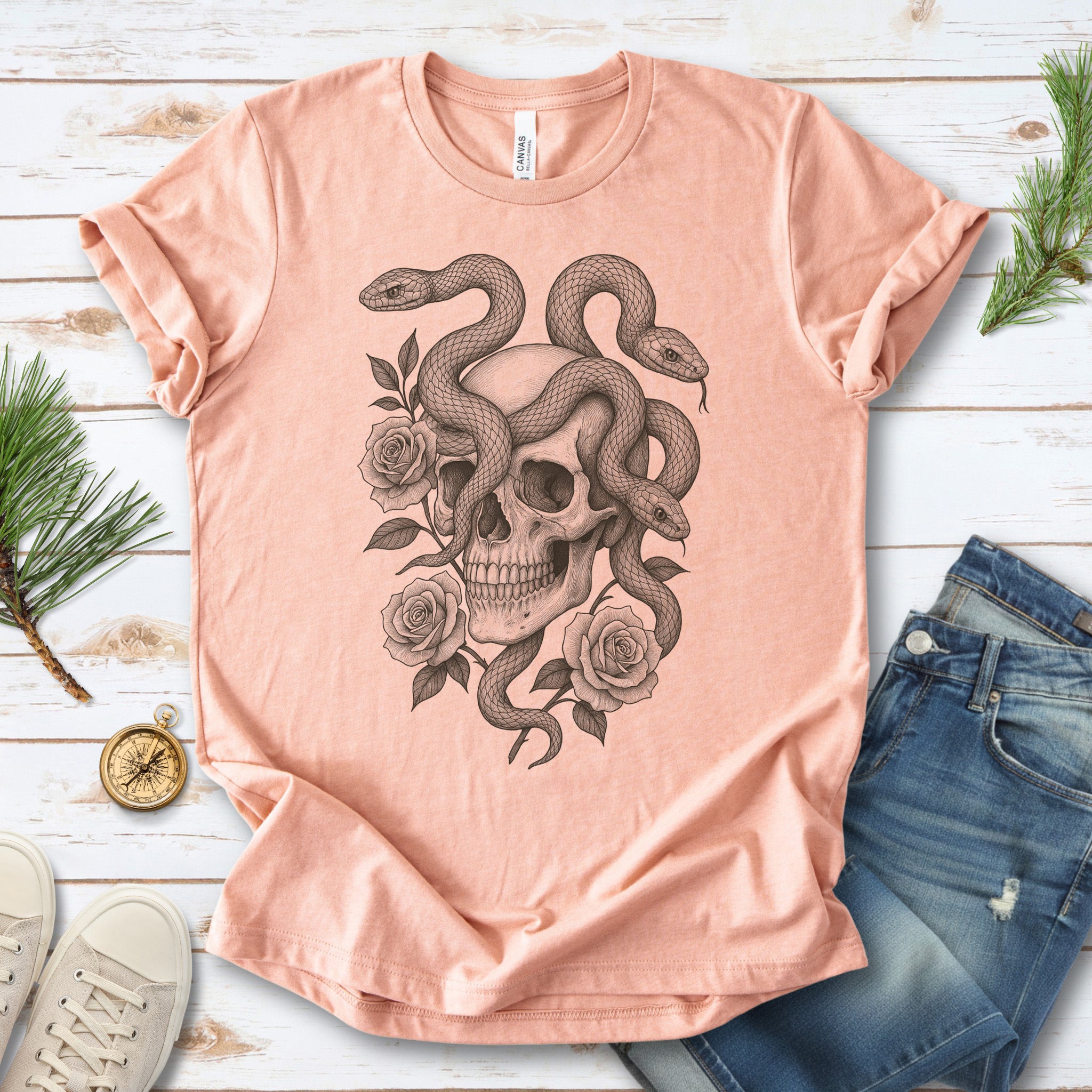 Snake and Skull T-Shirt – Spirit Animal of Transformation and Rebirth