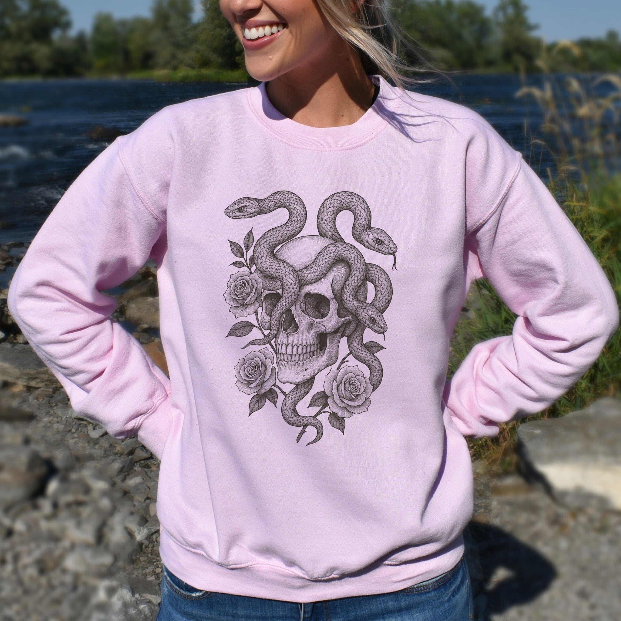 Snake and Skull Sweatshirt – Spirit Animal of Transformation and Rebirth
