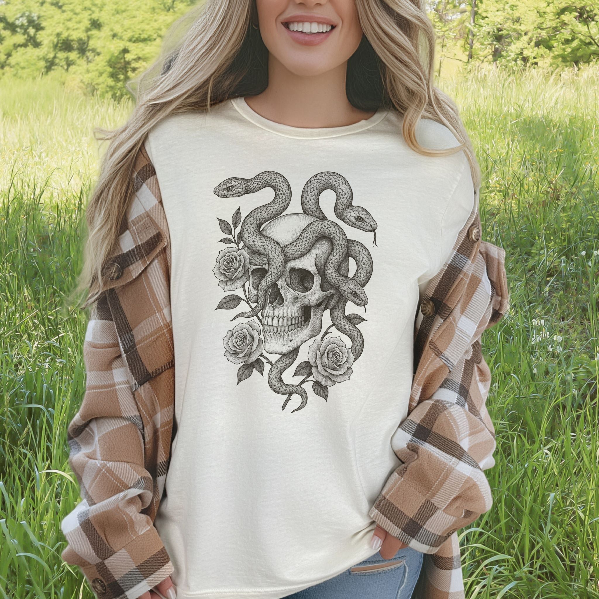 Snake and Skull T-Shirt – Spirit Animal of Transformation and Rebirth