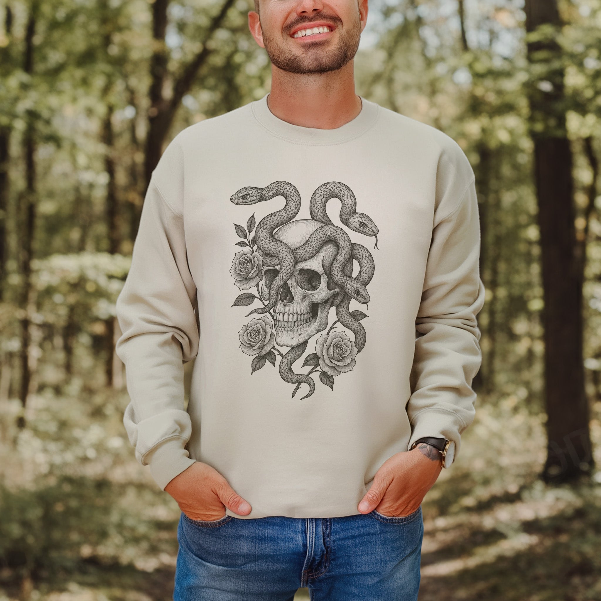 Snake and Skull Sweatshirt – Spirit Animal of Transformation and Rebirth