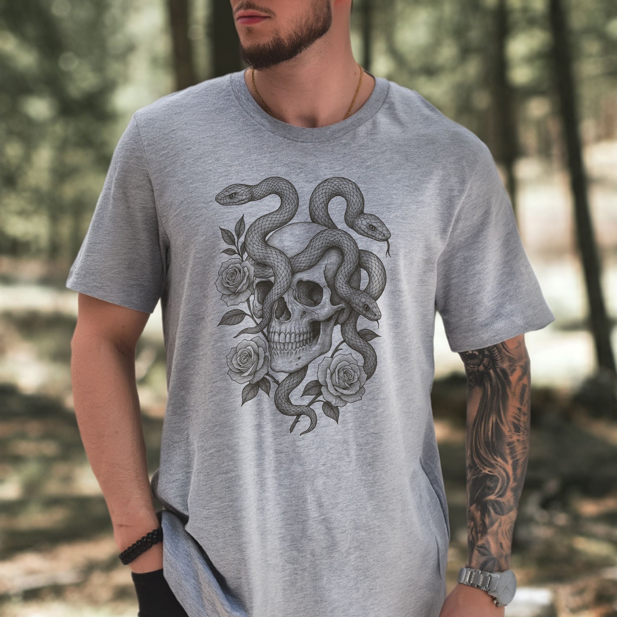 Snake and Skull T-Shirt – Spirit Animal of Transformation and Rebirth