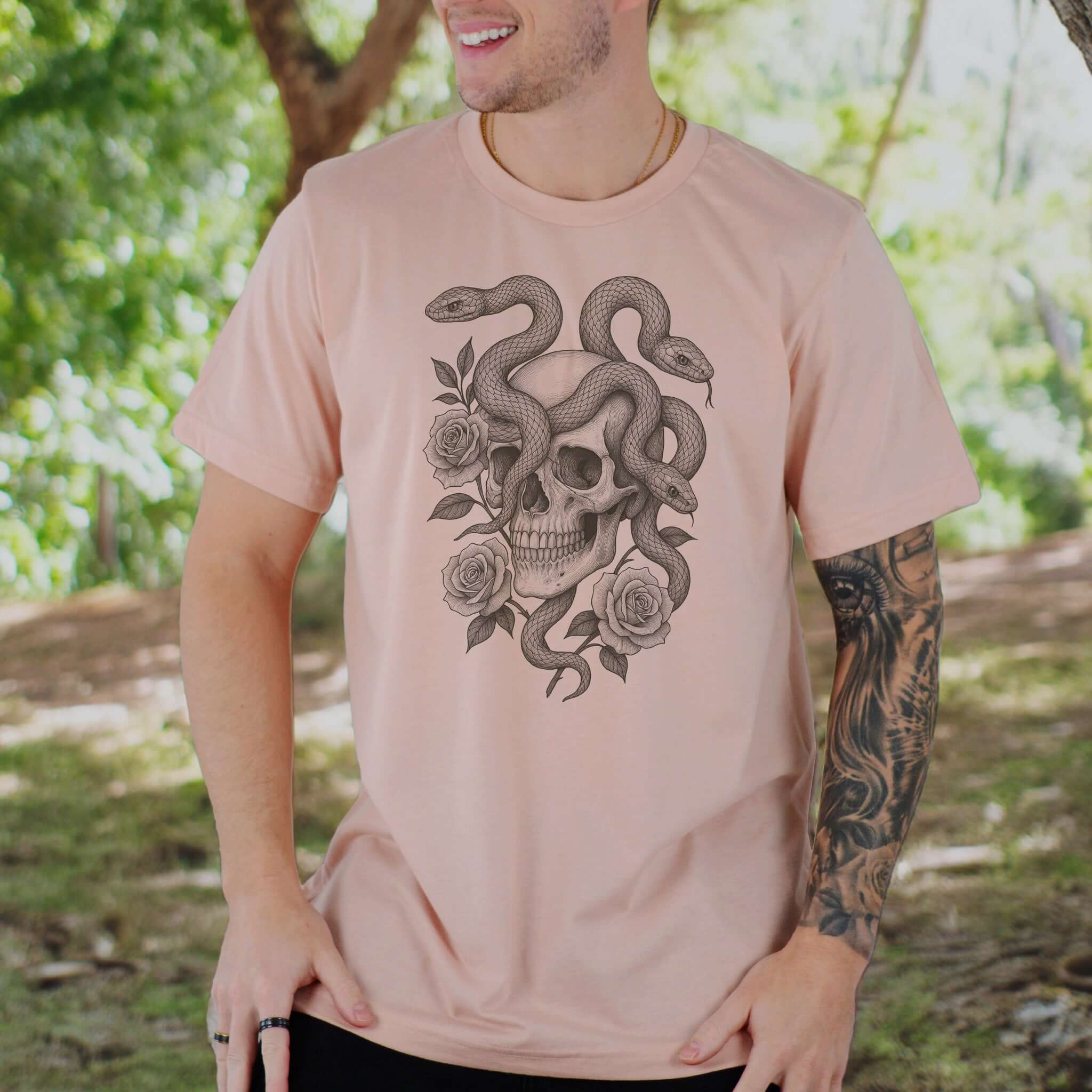 Snake and Skull T-Shirt – Spirit Animal of Transformation and Rebirth