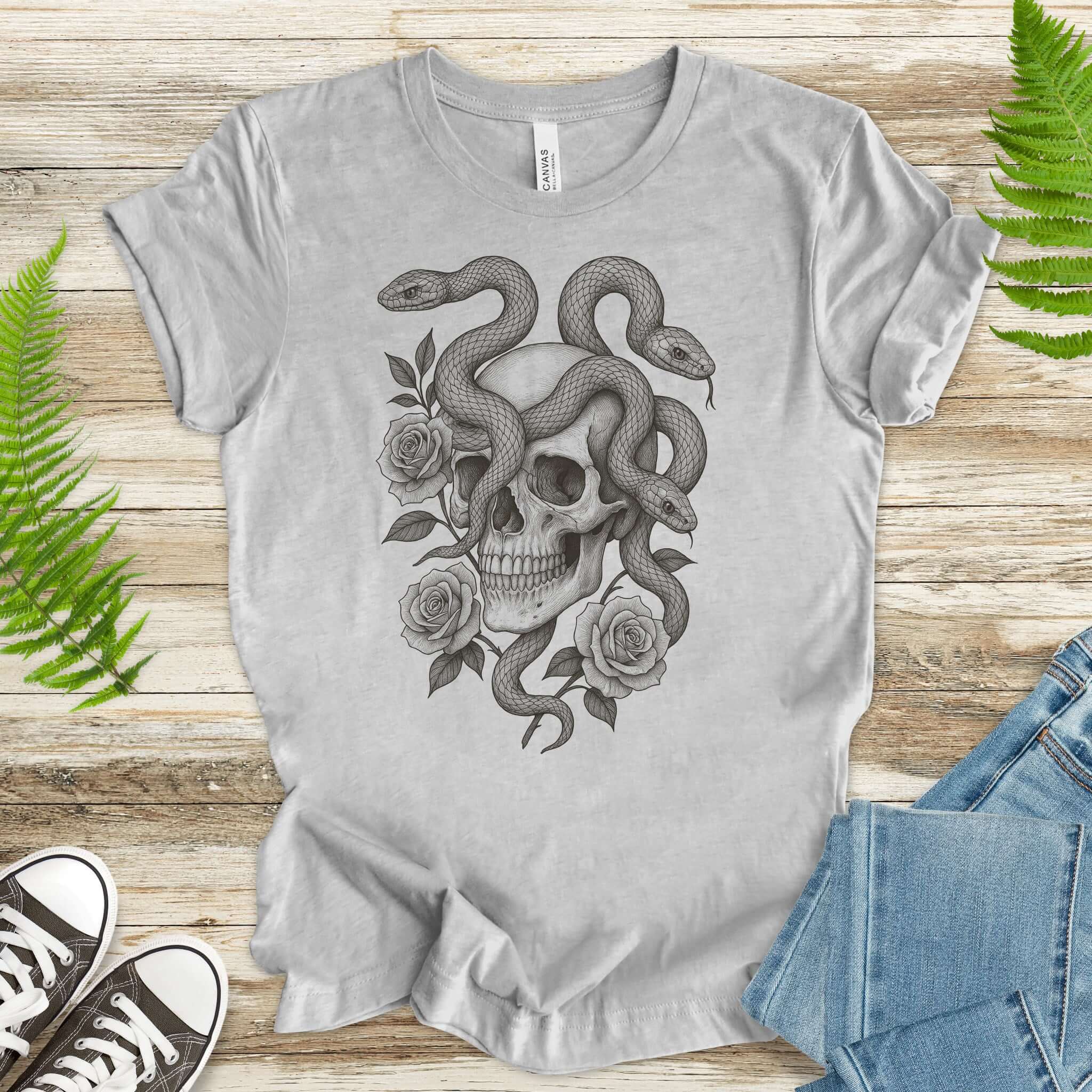 Snake and Skull T-Shirt – Spirit Animal of Transformation and Rebirth