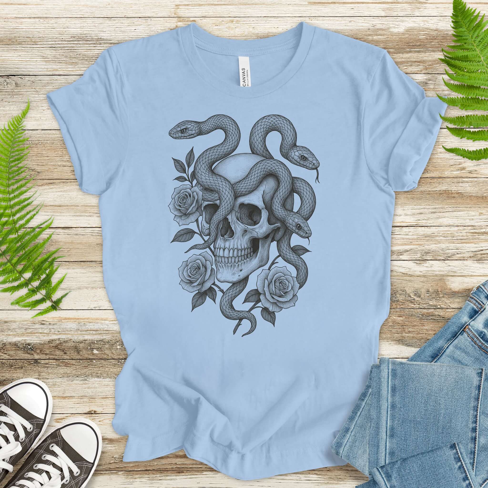 Snake and Skull T-Shirt – Spirit Animal of Transformation and Rebirth