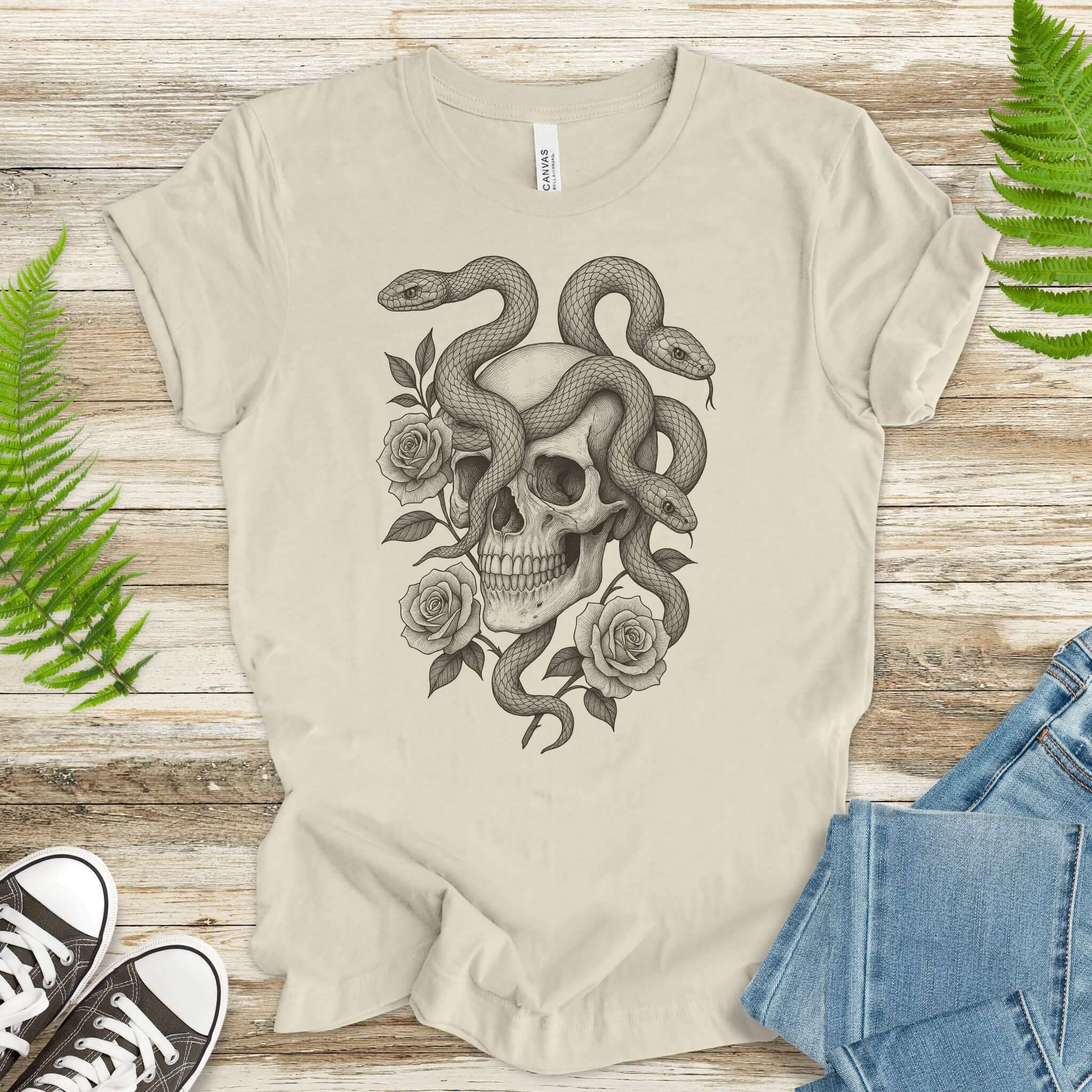 Snake and Skull T-Shirt – Spirit Animal of Transformation and Rebirth